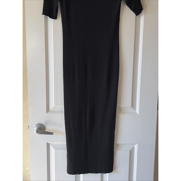 J Crew Black Crewneck Ribbed Knit Sweater Midi Dress Womens Small - Picture 6 of 8